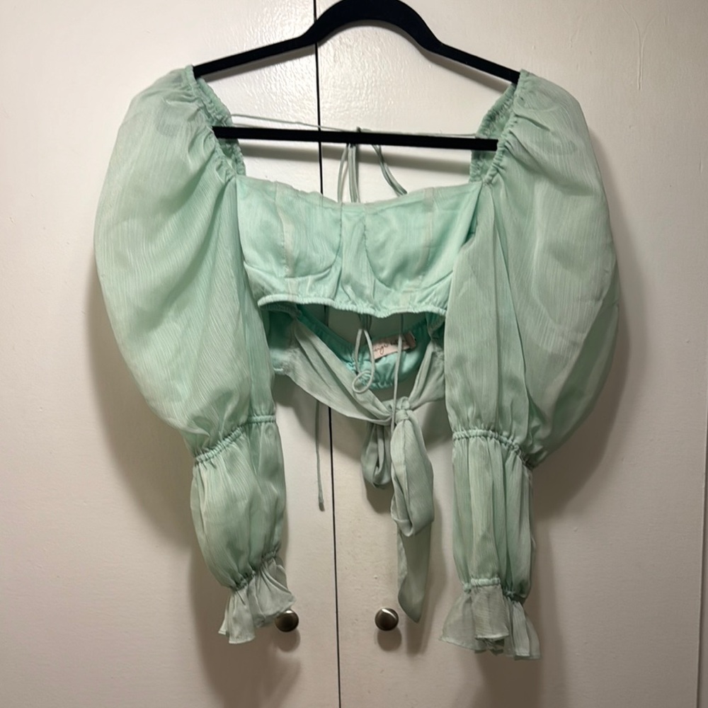 NWT✨ Coachella Mint Green Puff Sleeve Top
